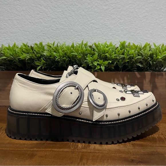 Coach Western Creeper Studded Leather Shoes G3399 Chalk Women’s Size 9.5 B RARE - Picture 1 of 11